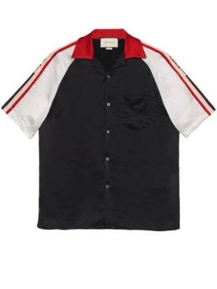 Acetate bowling shirt with Gucci stripe 